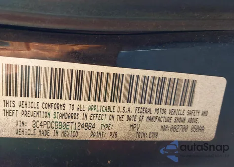 2014 Dodge Journey Sxt from USA, damaged, VIN 3C4PDCBB0ET124864